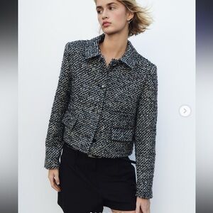 New ZARA Sequined Tweed Jacket